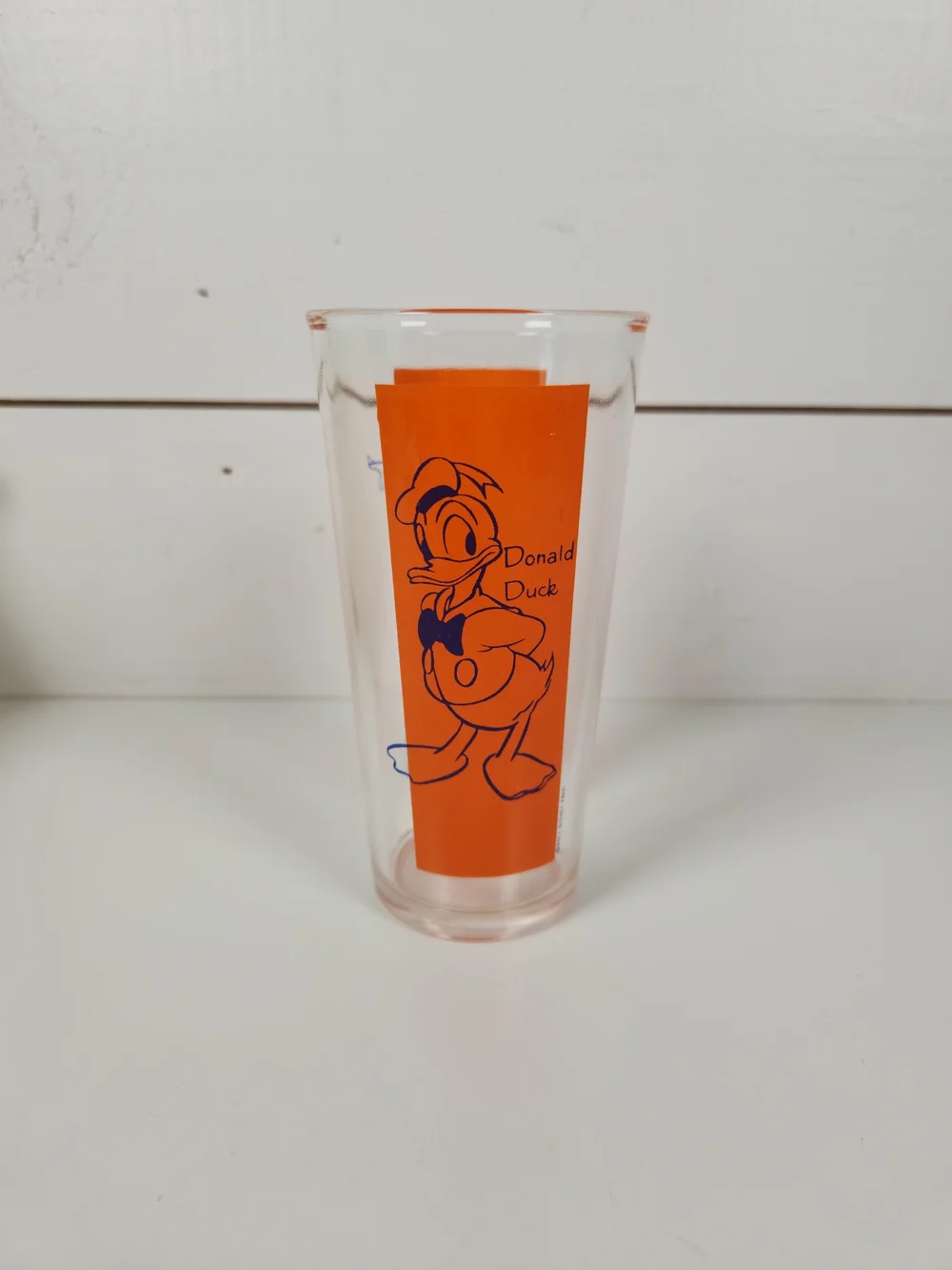 Vintage Donald Duck & Daisy Duck Orange Glass Tumbler | Vintage Walt Disney